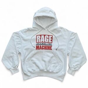 2018 Rage Against the Machine Pullover Band Merch White Heavyweight Hoodie Large
